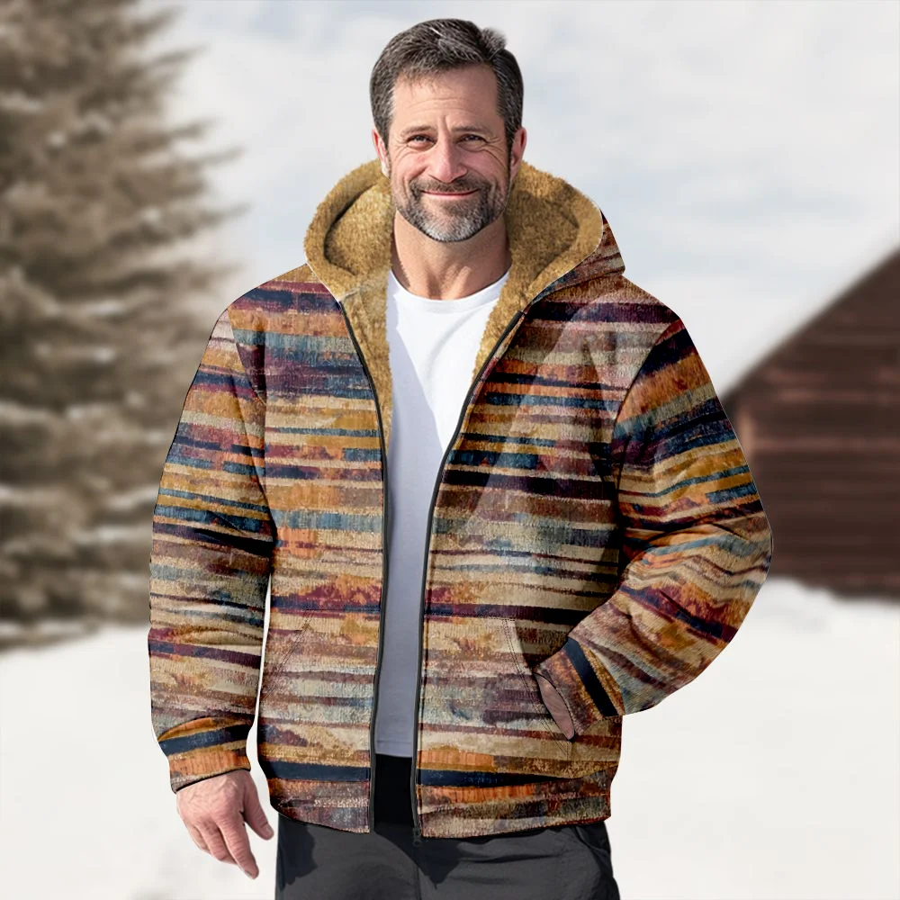 Abrigos de chaquetas de invierno para hombre, abrigo de ropa de algodón con patrón de rayas mixtas Vintage, CASUAL deportivo elegante