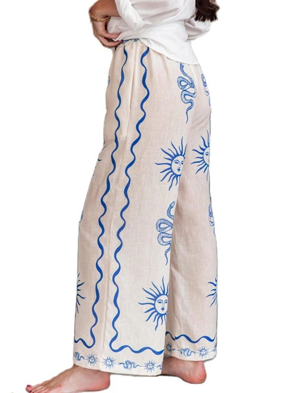 Eleganckie lniane spodnie o prostych nogawkach, damskie, jesienne, nowe, wysoki stan, wyszczuplające, wygodne w noszeniu.