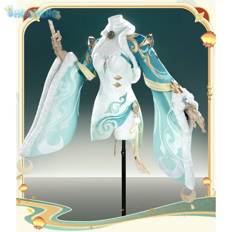 

Новый костюм для косплея Зибаи из игры Genshin Impact, элегантный женский чеонсам с плащом, реквизит, парик, для Хэллоуина, теплая униформа Зибаи, размеры S-XL