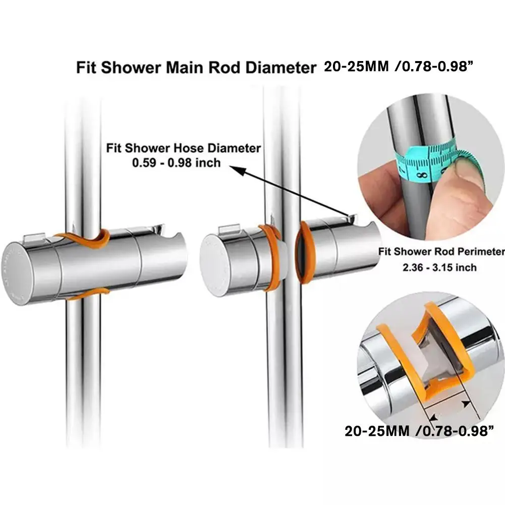 Adjustable Shower Head Holder Shower Holder Clamp Showerhead Rail Slide Bracket Bathroom Accessories 360° Rotation 19mm/20-25mm