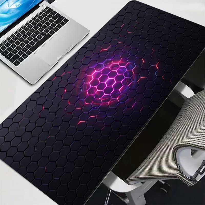 Anime Technology Hexagon Gaming Speed Mouse Pad Gamer Large Mouse Mat Keyboard Rug Mousepad Computer Desk Mat