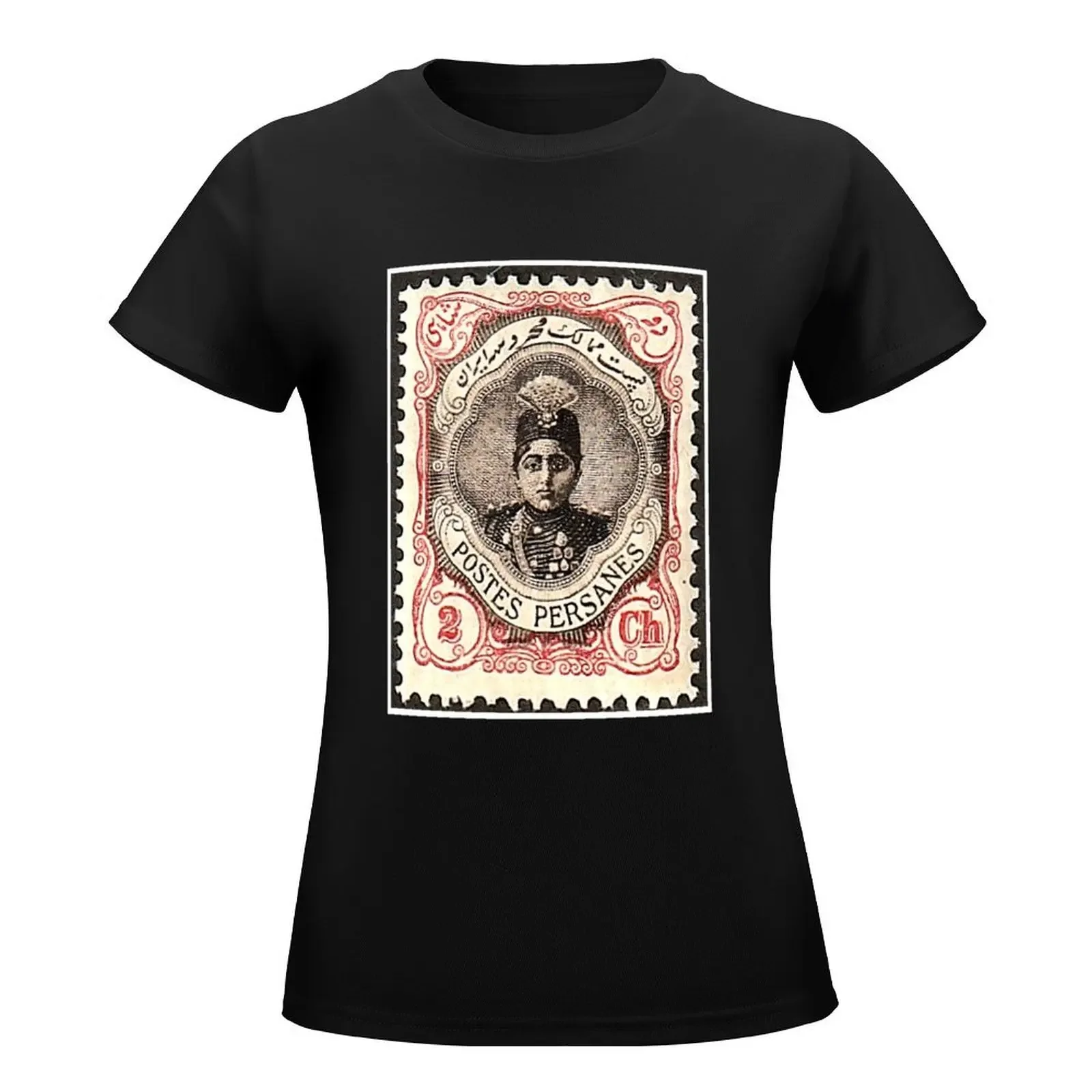 Qajar Samp Post Stamp Iranian Stamp T-Shirt female Short sleeve tee summer clothes tshirts woman