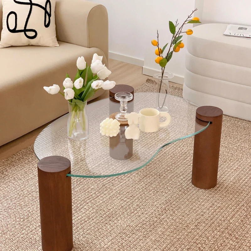 Customized Chuanye minimalist Korean INS cream style small unit with a quiet and irregular arc shaped small table