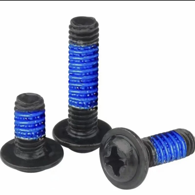 

10 Pieces M2 M2.5 M3 M4 M5 M6 304 Stainless Steel Round Head Phillips Screw With Adhesive Built-In Washer Black Electroplated