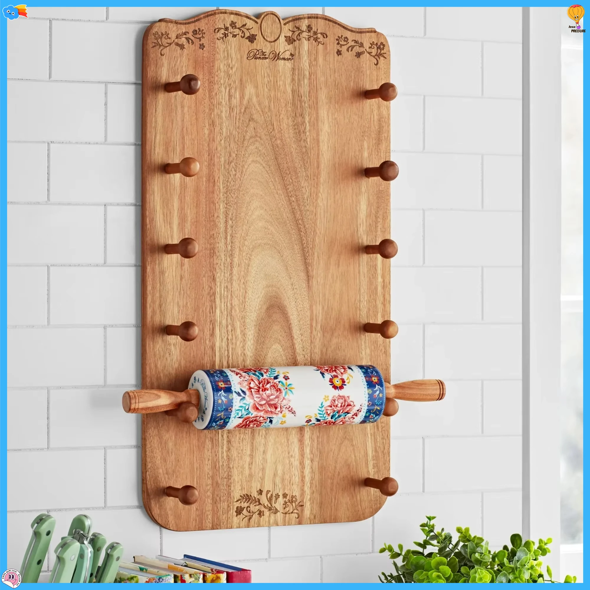 

Ceramic French Rolling Pin 26-Inch with Holder, Non-Stick Design for Baking Pastry Pizza Dough, Easy to Clean