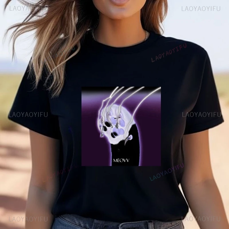 تي شيرت عصري مطبوع عليه ملصق كلاسيكي للفتيات الكوريات الجنوبي مجموعة الغناء والرقص MEOVV، تي شيرت نسائي قطني #5