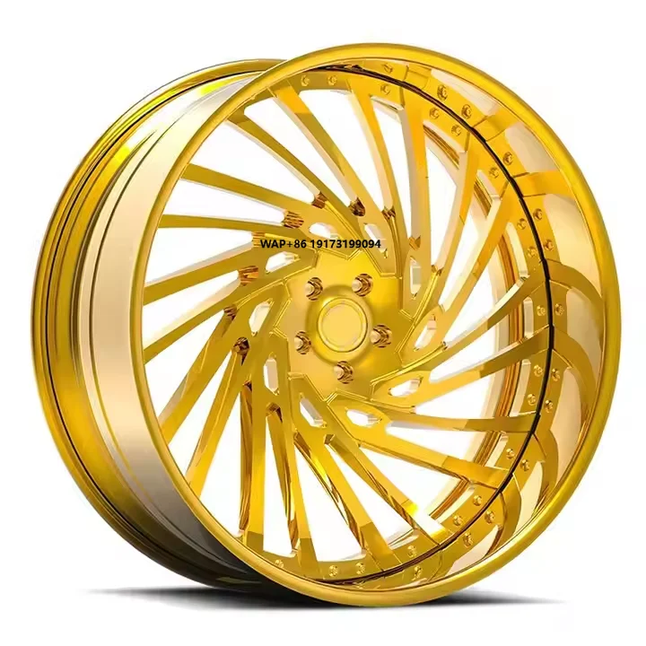 

Forged Wheels in Gold Plated 19-26 Inch Deep Dish Spoke 2-Piece Car Wheels for Chevy Silverado for Chrysler 300C New 30mm