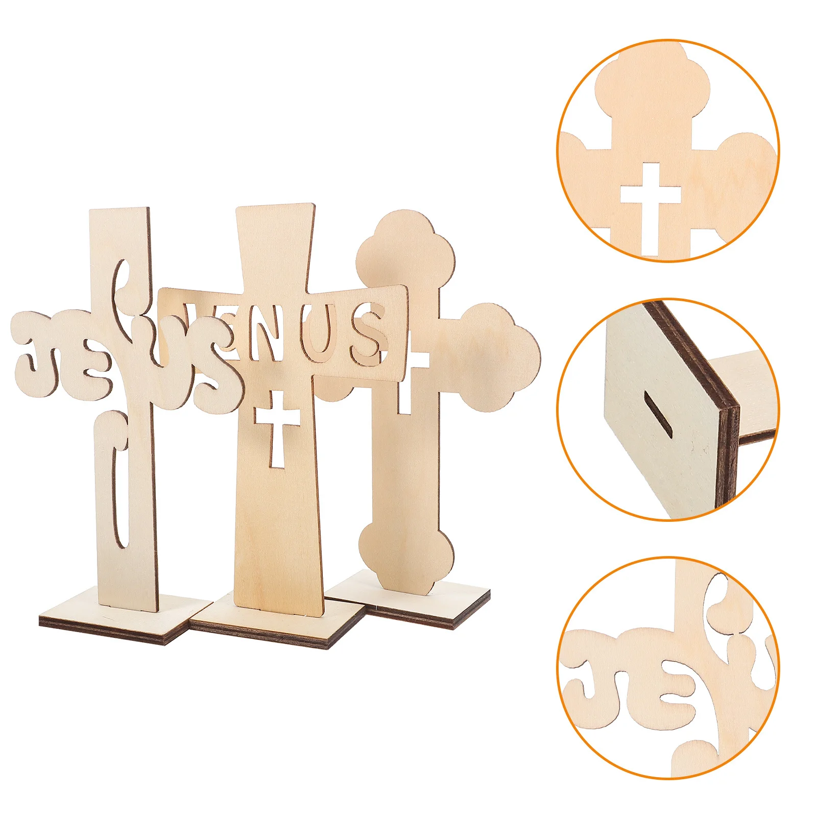 

15Pcs Standing Wooden Cross Baptism Centerpieces Decor Carved Wood Cross Ornaments for Home Garden Church Wall Desk Table