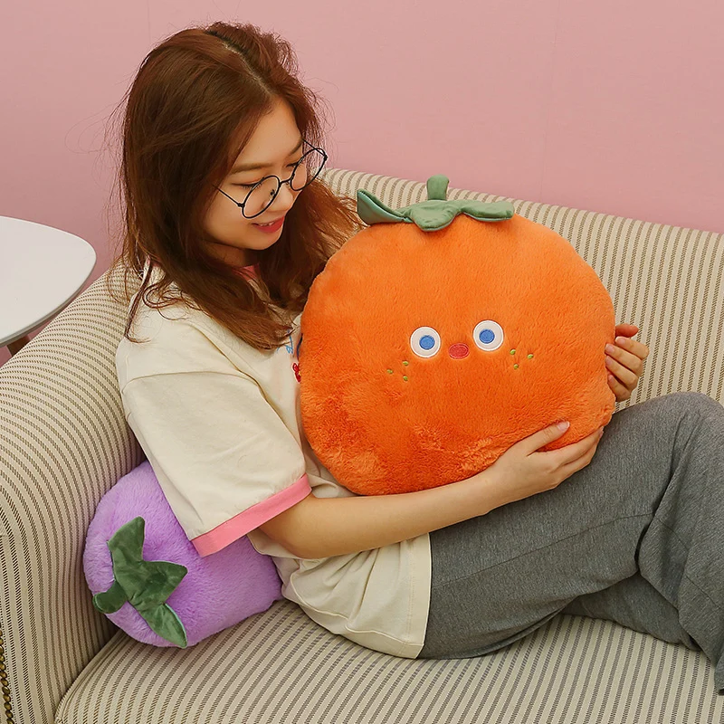 Cartoon Fruits Plush Throw Pillow Toy Cute Stuffed Plant Vegetable Fruits Plushies Cushion Anime Soft Kids Toys GiftsHome Decor