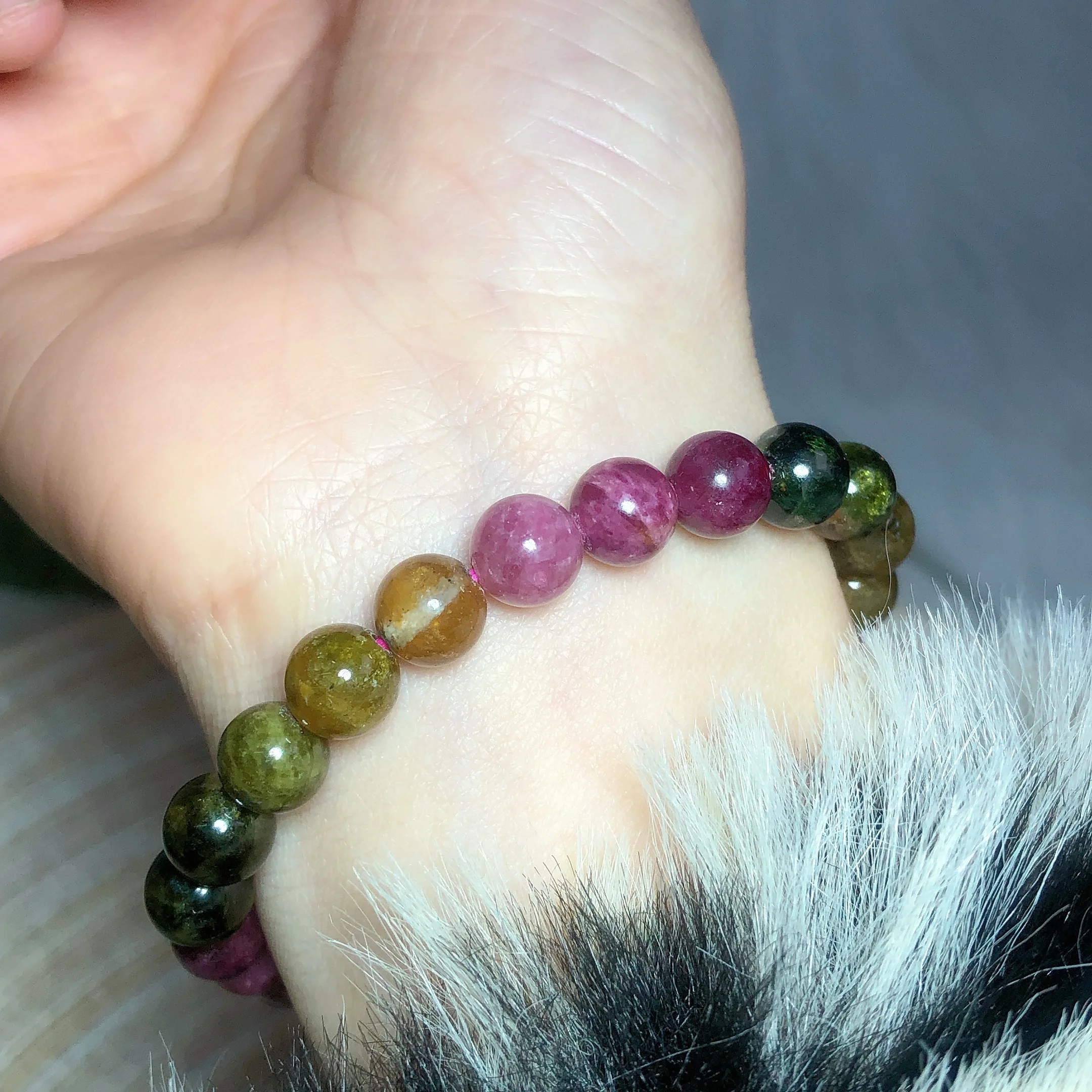 

Natural Crystals Rainbow Tourmaline Bracelet High Quality Beads Healing Women Men Jewelry Energy Mineral Ore Gift