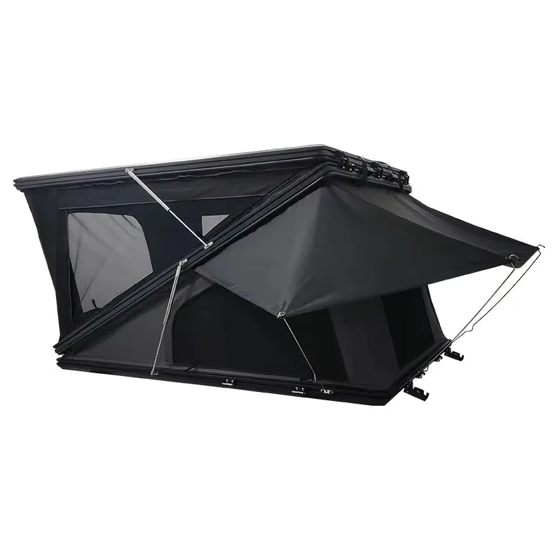 

Shape Aluminum Hard Shell Black Waterproof Oxford Fabric Roof Top Tent High Space Camping Car Rooftop Tent
