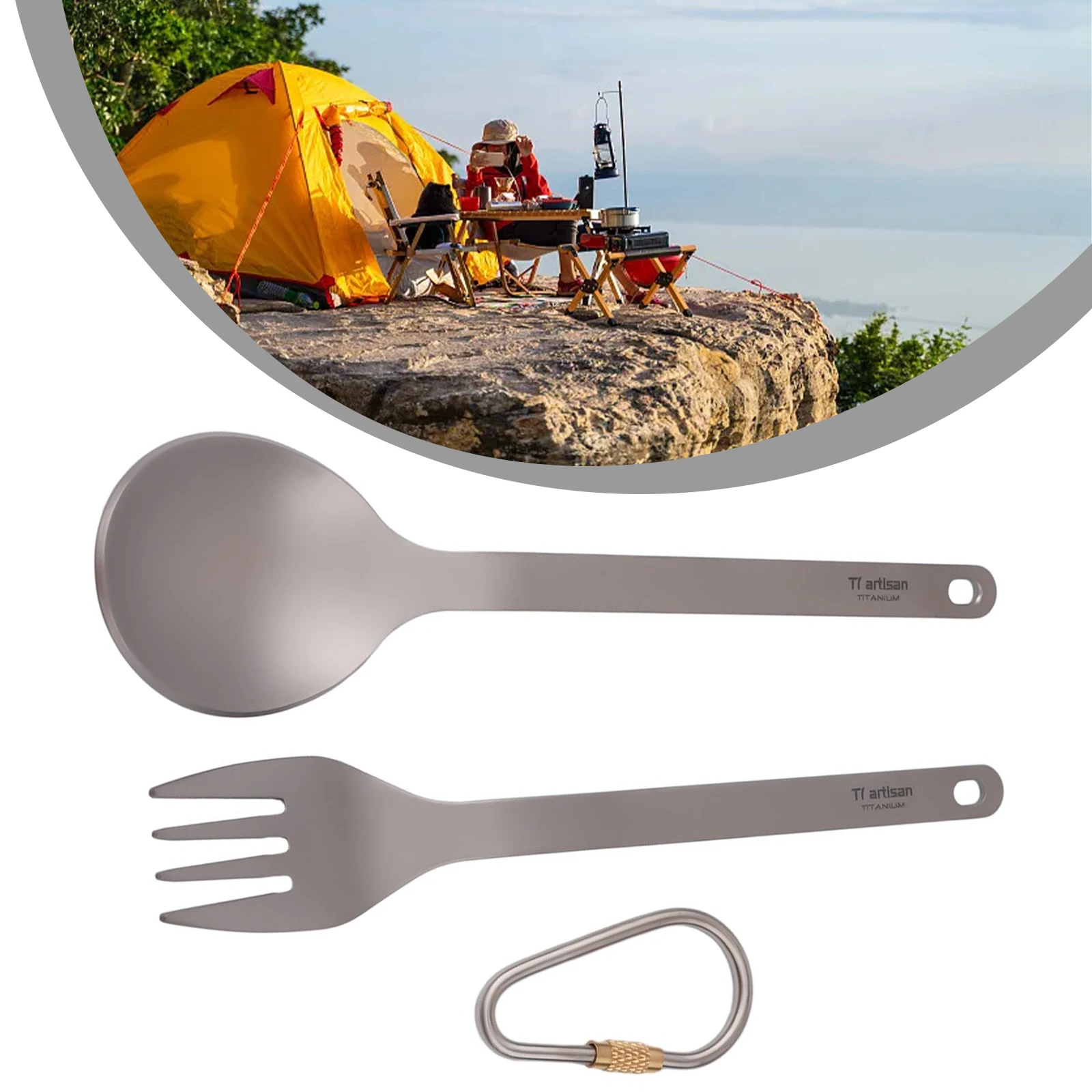 For Camping Hiking Picnic Cutlery Set Dinnerware Anti-rust Cooking Supplies Lightweight Outdoor Spoon Titanium