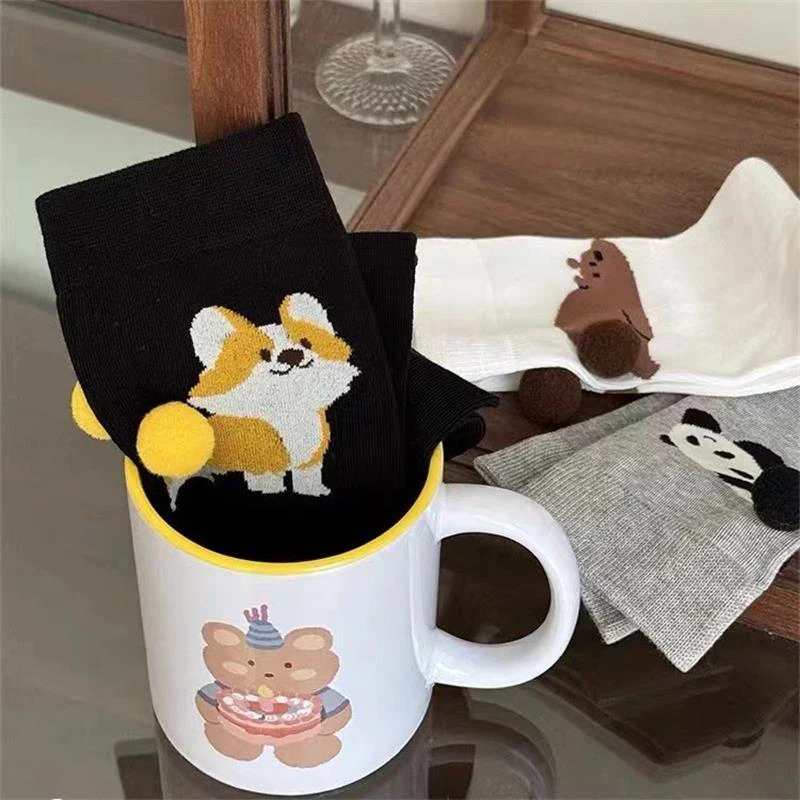 Cute Animals Middle Tube Socks Super Soft Sock Warm Breathable Sweat-wicking Plush Sock Girly Thermal Home Sleep Floor Sock Gift