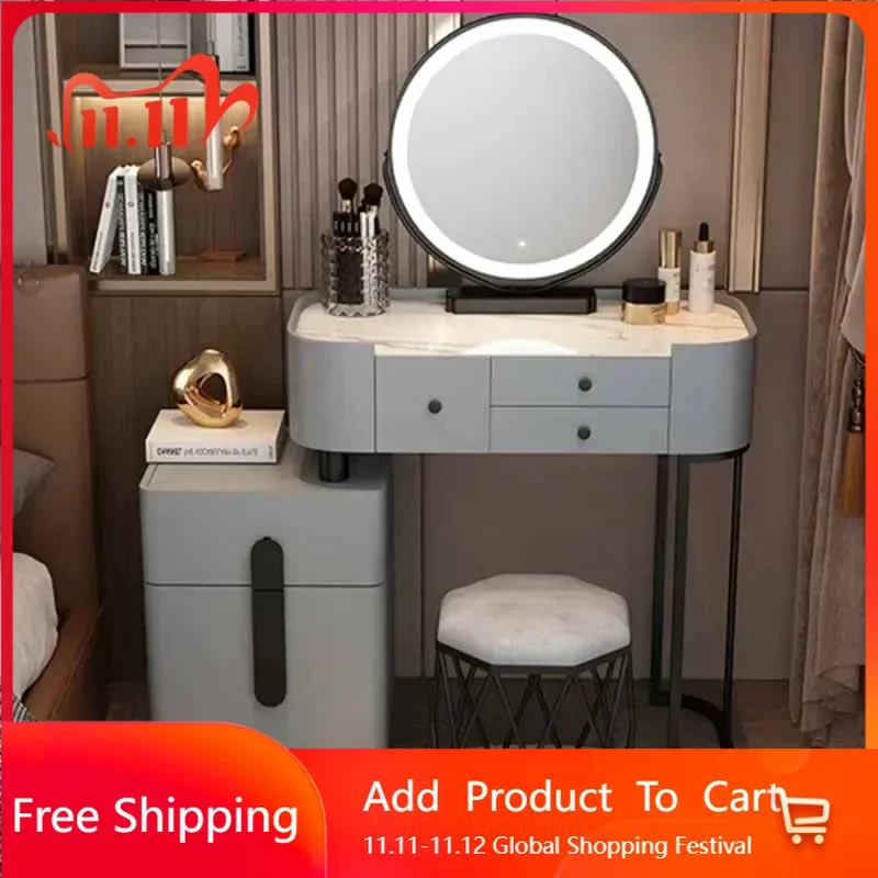 

Containers Stool Vanity Table Makeup Led Light Drawer Storage Vanity Table Modern Living Room Tocador Maquillaje Furniture