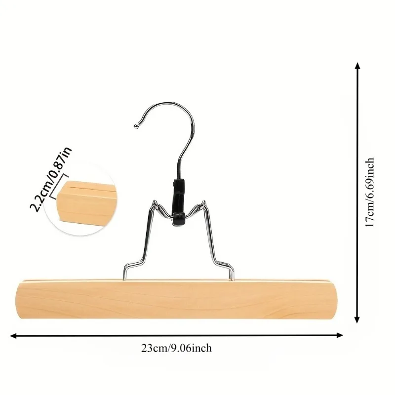 2pcs High Load Bearing Wood Bar Strong Clips For Clothing Store Wardrobe B&B Wipe Clean Long Reusable Pants Skirt Display Holder view 4