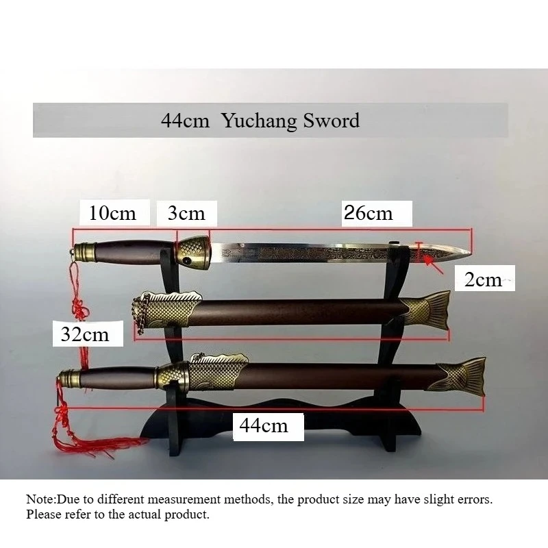 44cm Metal Ancient Chinese Yuchang Sword Unsharpened  Antique Craft Home Decor Vintage Ornament Collection Travel Souvenir Gifts