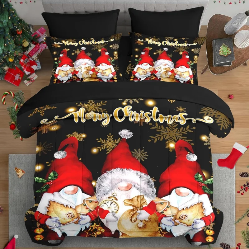 

Christmas Golden Snowflake Soft Bedding Set 3-Piece Extra Large, Children's and Adult Bedroom Decoration