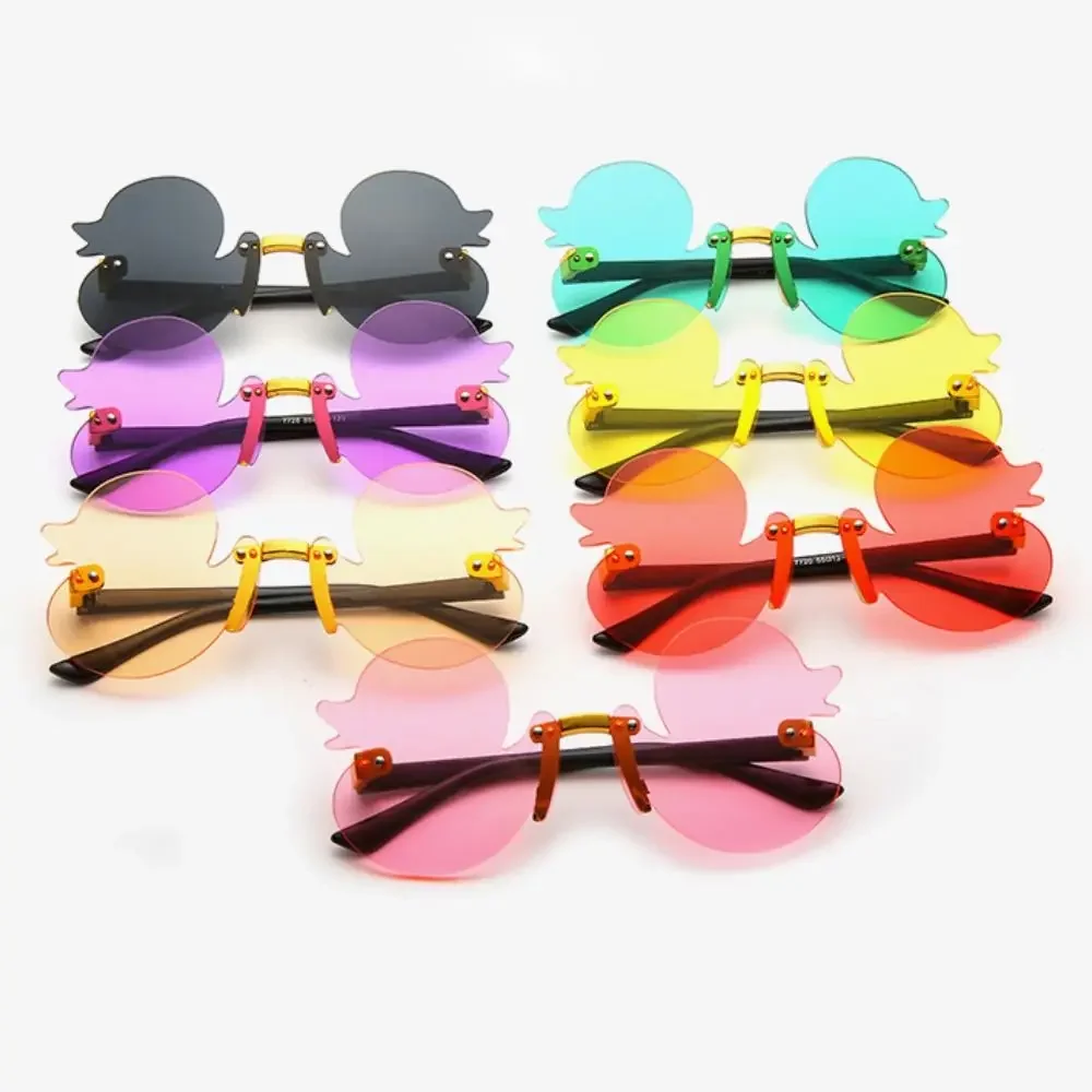 

Stylish Cute Kids Sunglasses Rimless Cartoon Duck-Shaped Sunshade UV Protection Glasses Party Decoration Glasses For Kids