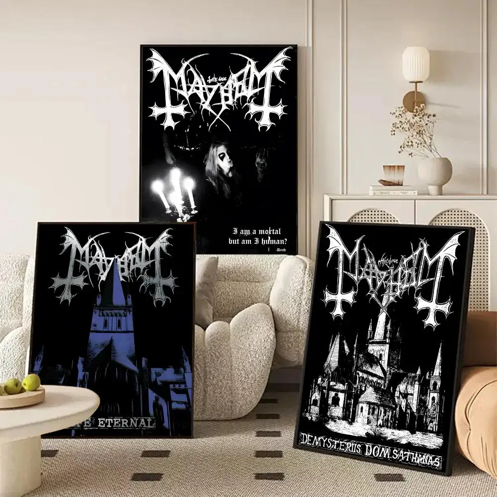 Band M-Mayhem Poster Waterproof Self-Stick Wall Art Stickers, Removable Wall Decor for Living Room and Bedroom