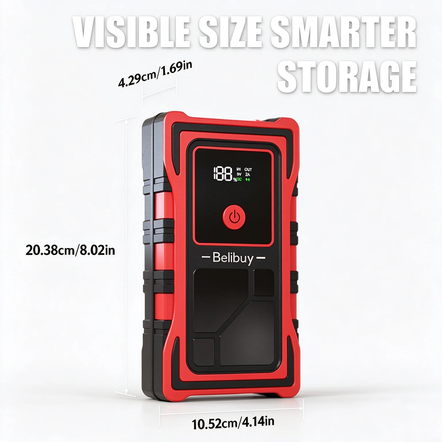 Belibuy Car Jump Starter, 12V Portable Battery Booster Power Pack, 800A Peak Jump Box for Gas & Diesel Engine, Emergency Start Power Bank with LED Light, Safety Protection for Truck SUV Motorcycle