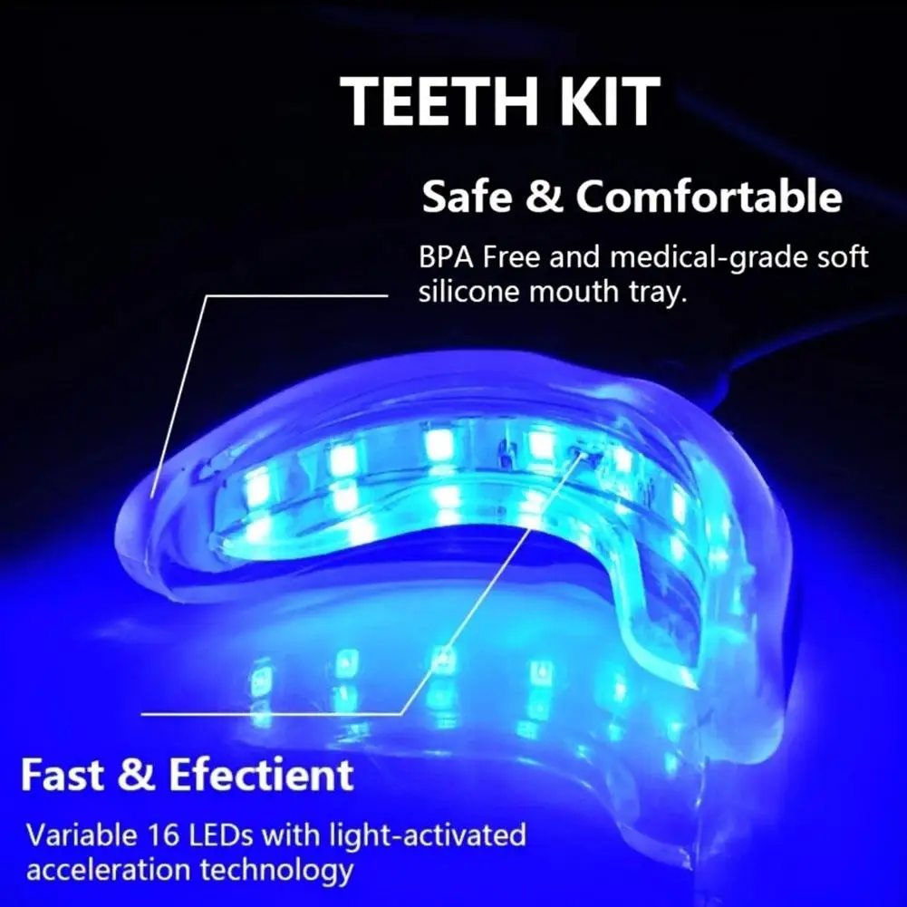 Teeth Whitening Accelerator Smart LED Blue Light Portable Type C Charging Device Teeth Whitener Light Gum Tray