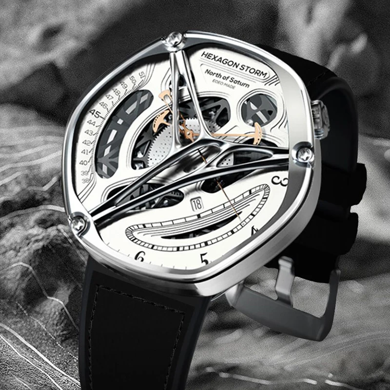 EOEO Luxury Brand Mens orologi in acciaio inossidabile moda orologio da polso da uomo Business Hong Kong movimento orologio meccanico impermeabile