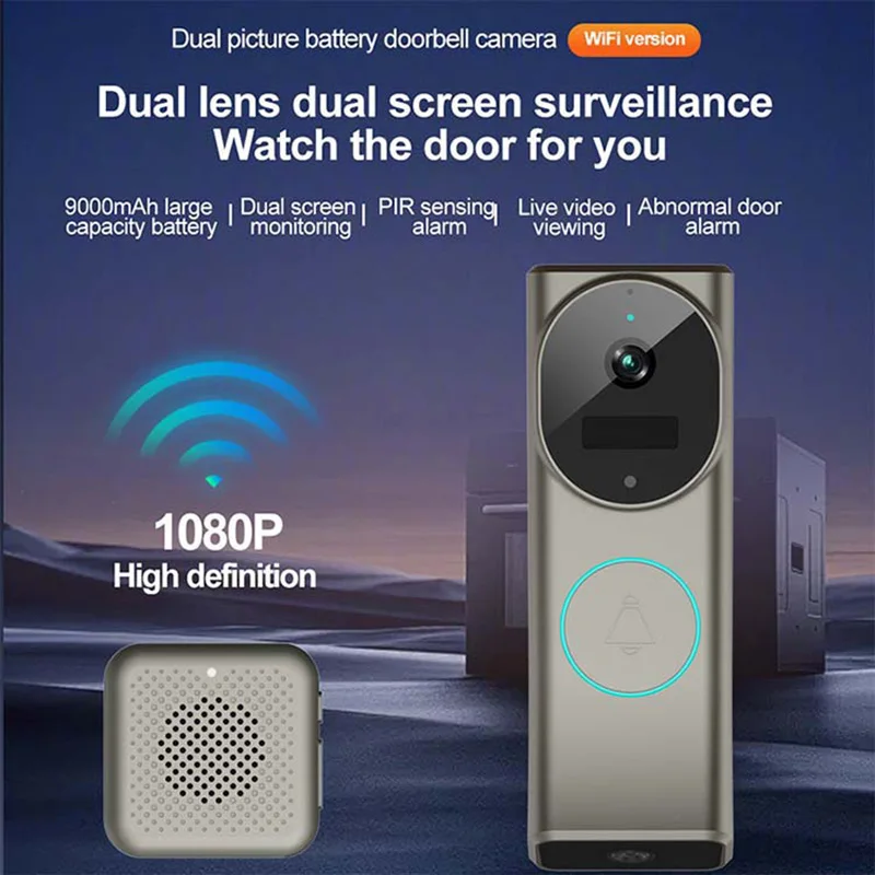 Saikiot iCam365 2K 4MP Dual Lens Video Doorbell Camera Wireless Intercom Door Phone WIFI Dual Lens Two Way Audio Video Doorbell