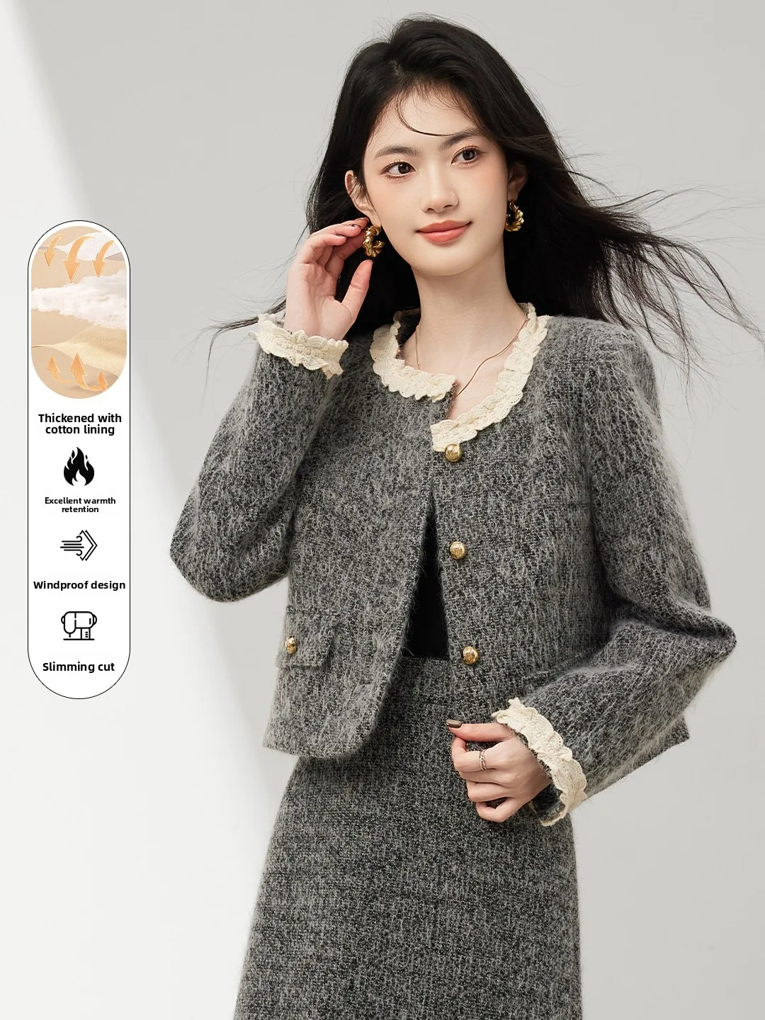 

Женская стеганая хлопковая куртка Xinfeiyu Premium: повседневное прямое пальто для города, зимняя модная верхняя одежда