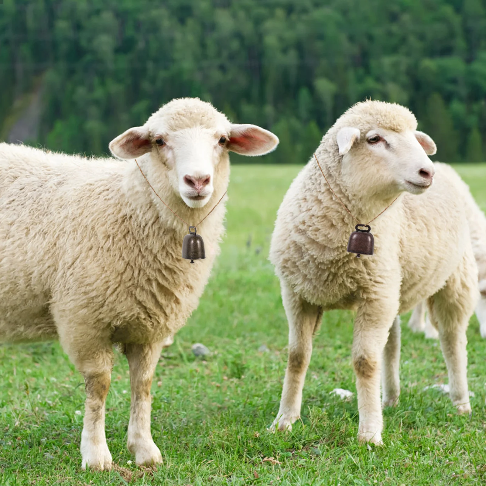 Campanas colgantes de animales de hierro pequeñas y duraderas, accesorios para campanas agrícolas, sonido nítido, decoración antipérdida para ovejas, caballos y vacas, 2 uds.