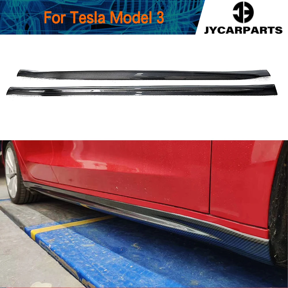 

Carbon Fiber Side Bumper Extension Skirt for Tesla Model 3 Sedan 4 Door 2017 UP Side Skirts Door Bumper Lip Protector