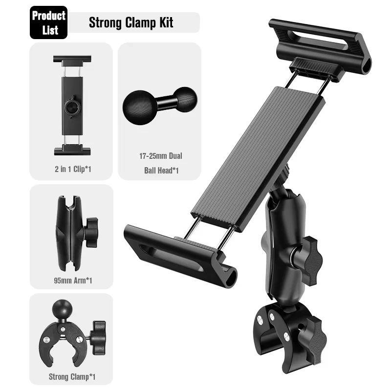 Universal 2 in 1 Motorcycle Bike Adjustable Angles Bracket Tablet Holder 4.5-13.5
