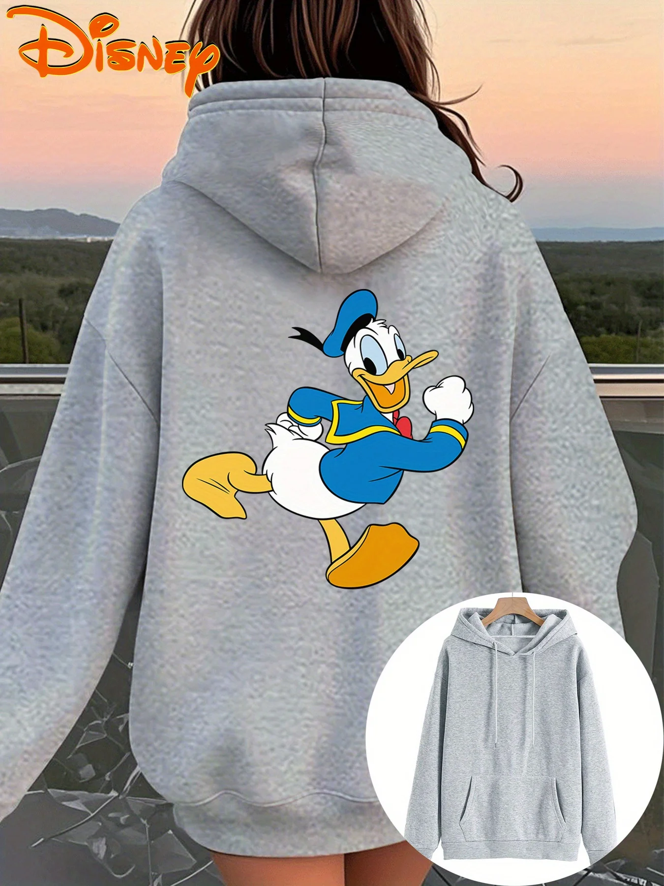 

Женская флисовая толстовка с капюшоном и рисунком Дональда Дака Диснея, уличная одежда унисекс, свободная повседневная одежда большого размера