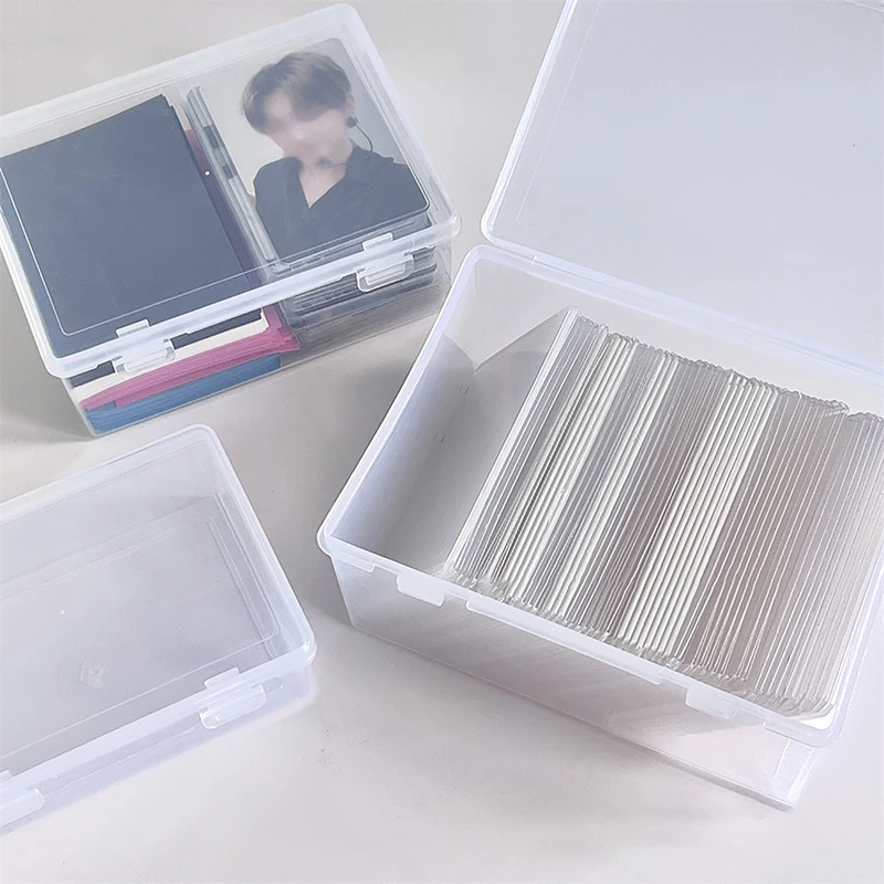 PP Storage Box Transparent Desktop Organizer Large Capacity Stickers Pencil Box Subpackage Holder Desktop Stationery Storage Box