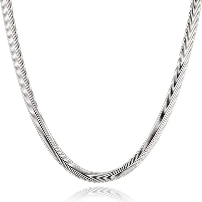

925 Sterling Silver 16/18/20/22/24 Inch 6mm Flat Snake Chain Necklace for Women Man Fashion Party Birthday Charm Jewelry