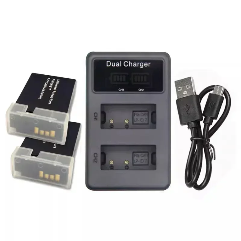 LP-E17 1200mAh LP E17 LPE17 Battery + LCD USB Dual Charger for Canon EOS 200D M3 M6 750D 760D T6i T6s 800D 8000D Kiss X8i Camera