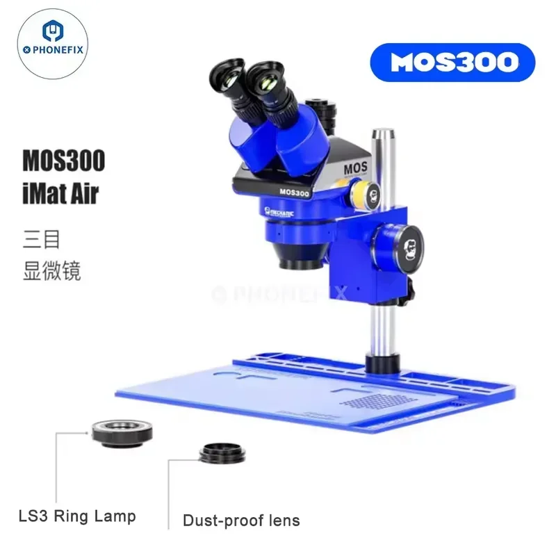 MECHANIC MOS300 B11 6-45X Professional Trinocular Stereo Microscope With Large Stand Base for IC Chips BGA Welding Repair tools