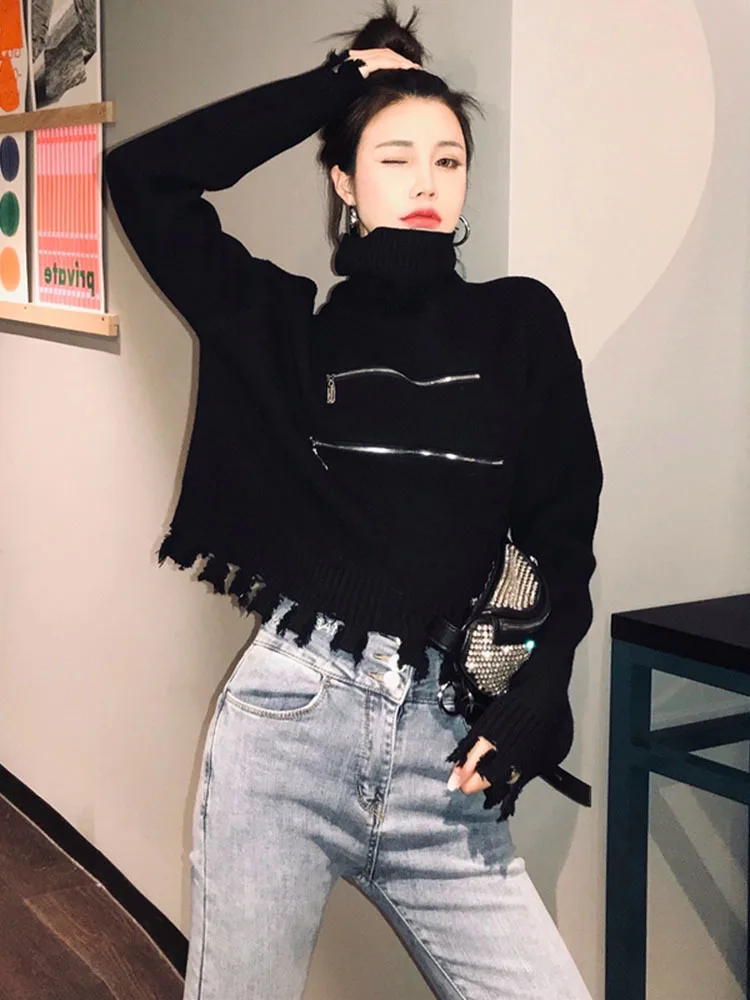 Sweater Women Turtleneck Pullovers Long Sleeve Solid Stretch Korean Top Knit 2022 Autumn Winter Casual Female Short Sweaters