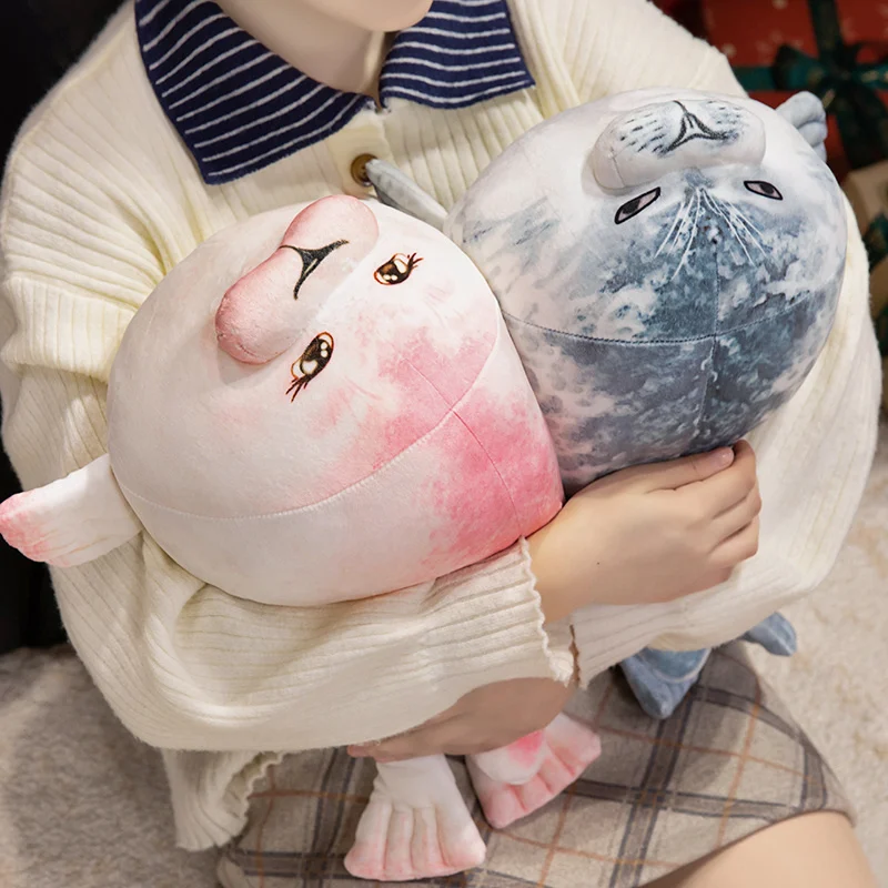 Hot Koop 3D Nieuwigheid Sierkussen Leuke Real Life Blauw Roze Paar Zeeleeuw Knuffel Zachte Afdichting Pluche Gevulde Pluche Party Kussen