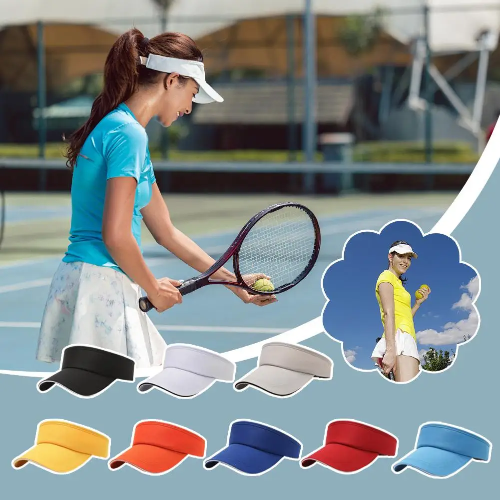 Pare-soleil universel réglable de couleur unie, chapeau vide d'été de soleil de Golf de Sport, chapeau solide respirant, casquette de couleur supérieure de Tennis E9Z7