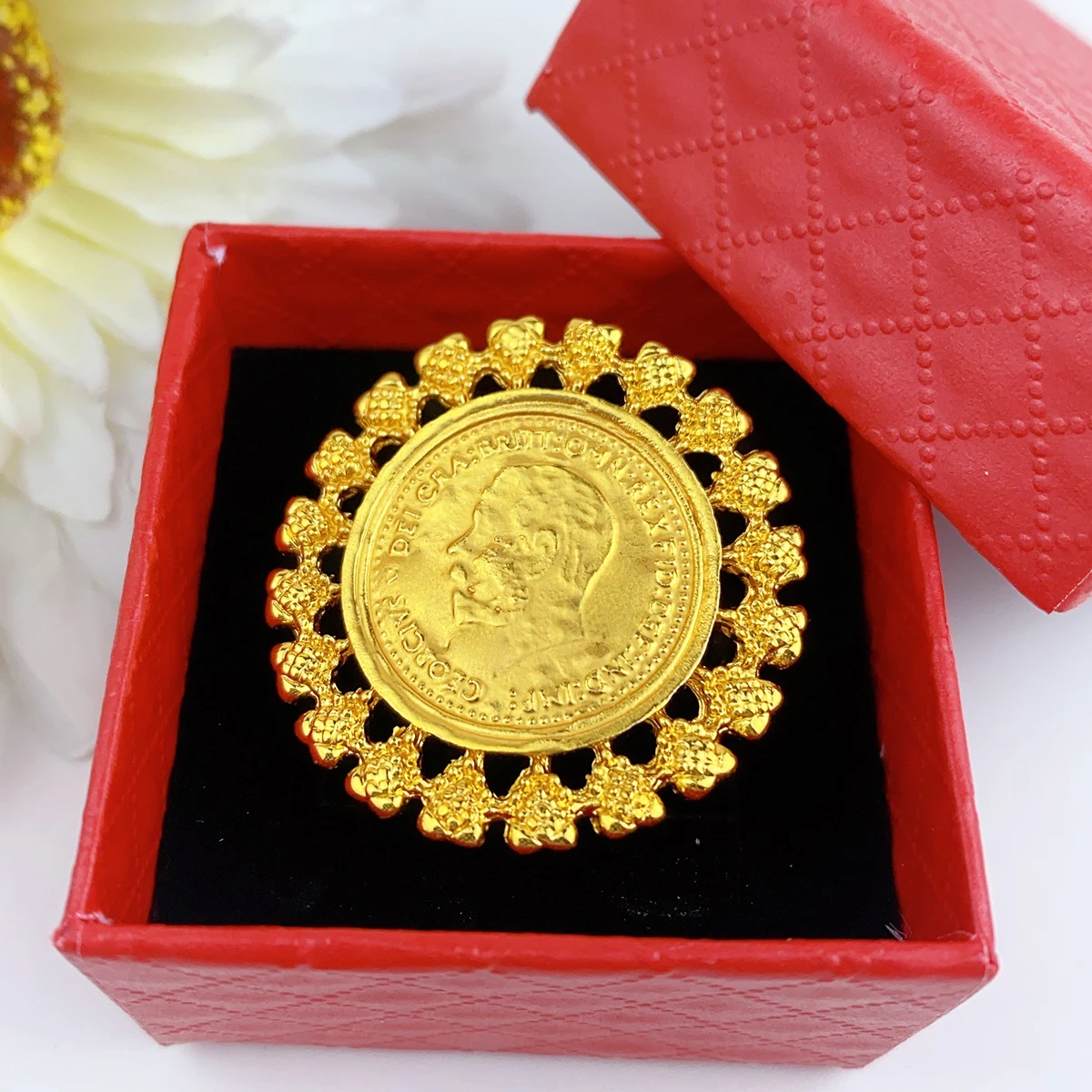 Turkish Coin 24k Gold Plated Ring For Women Dubai Indian Arab Trendy Daily Finger Jewelry Wedding Party Banquet Gifts