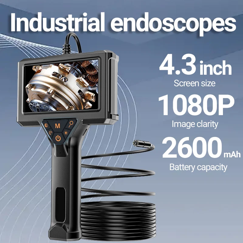 

AOERWEI 4.3 Inch Industrial Endoscope Camera Handheld Borescope 1080P HD IP67 Waterproof Borescope Camera 8 LED Lights for Pipe