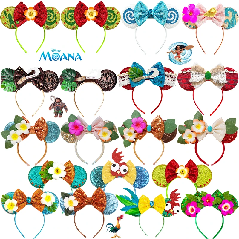 

Disney Moana Headbands For Girls Maui Hook Bow Mickey Ears Hair Accessories Women Frangipani Flowers Hairband Kids Headwear Gift