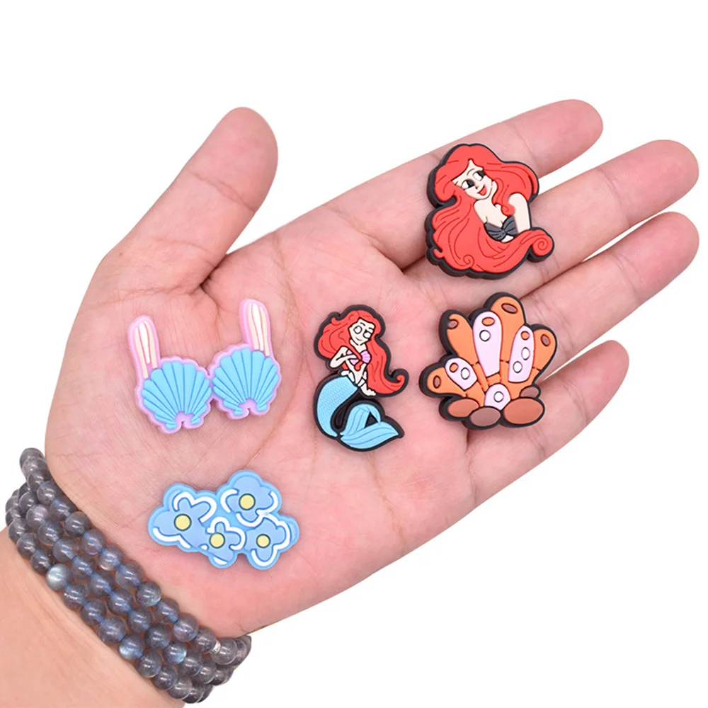 20pcs Mermaid Shoe Charms DIY Cartoon Clog Sandal Shoes Accessorie Wristband Hole Slipper Decoration Buckle Kids Parties Gifts