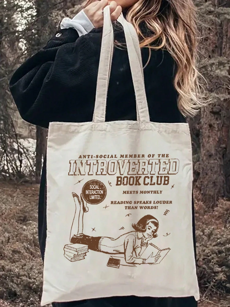 

1 шт., винтажная повседневная парусиновая сумка для книжного клуба, большая сумка для покупок, сумка-переноска, идеально подходящая для путешествий на открытом воздухе, подарок