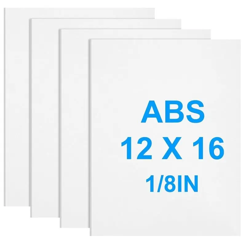 

FYBL-ABS Plastic Panel 4-Pack Sheet 12" X 16" X 1/8" 3MM White Tensile Moldable For Crafts, DIY Signs