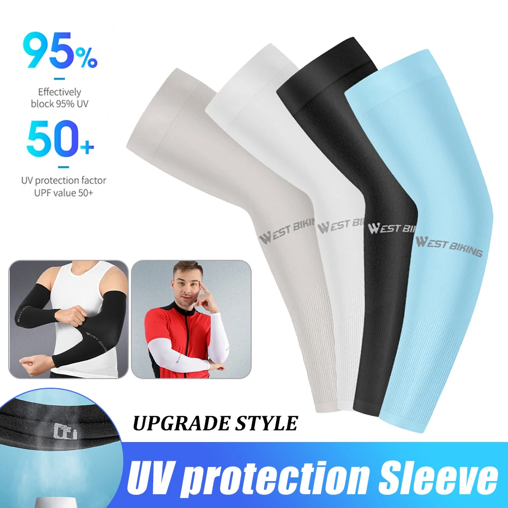 Anti-UV Cycling Arm Sleeves Breathable Ice Silk UPF50+ Sunscreen Sleeve Unisex For MTB Road Bikes Fitness Cycling Outdoor Sports