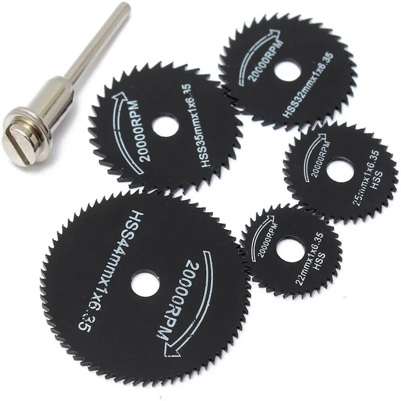 6 Mini HSS Nhỏ Lưỡi Tròn Xoay Công Cụ Dremel Cắt Kim Loại Công Cụ Điện Gỗ Đĩa Cắt Mũi Khoan Mandrel cắt 22-44Mm