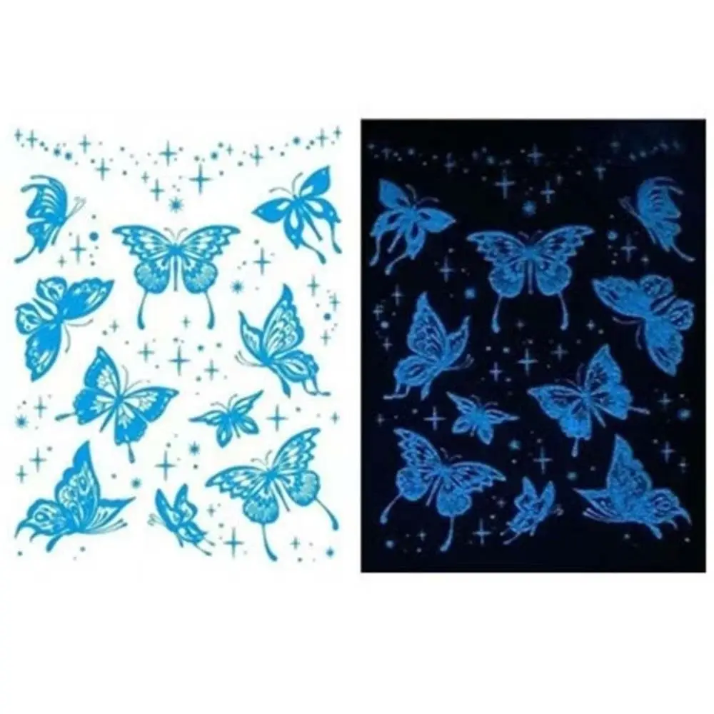 Temporary Luminous Flower Tattoo Sticker Rose Butterfly Waterproof Butterfly Tattoo Stickers Love Heart Leaf Noctilucent