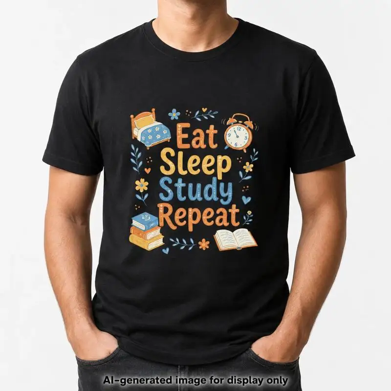 Eat Sleep Study Repeat T-Shirt