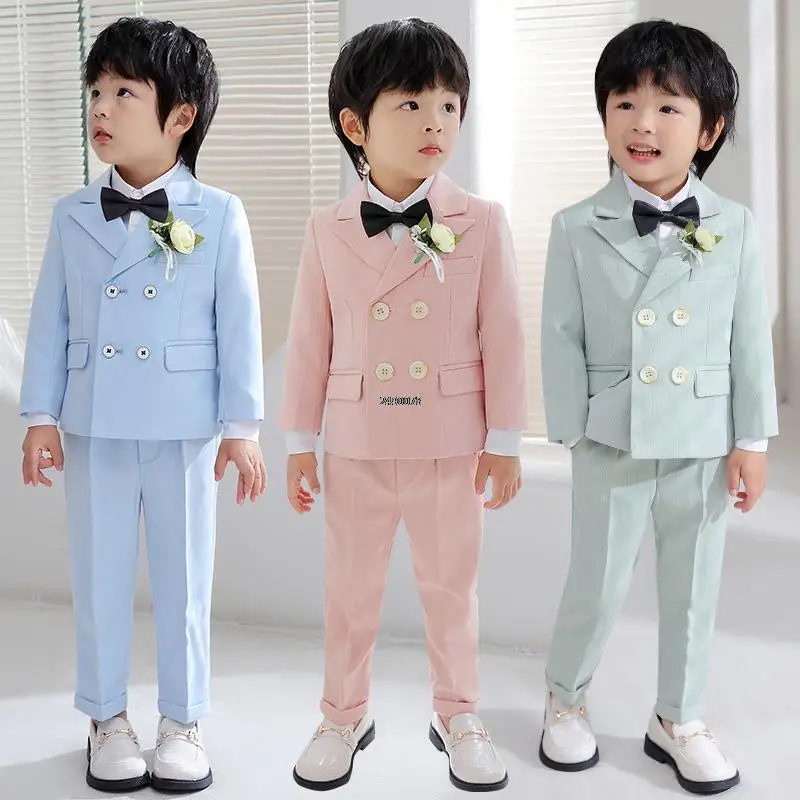 Korea Boys Photography Suit Children Wedding Dress Kids Stage Performance Blazer Suit Baby Birthday Formal Ceremony Costume